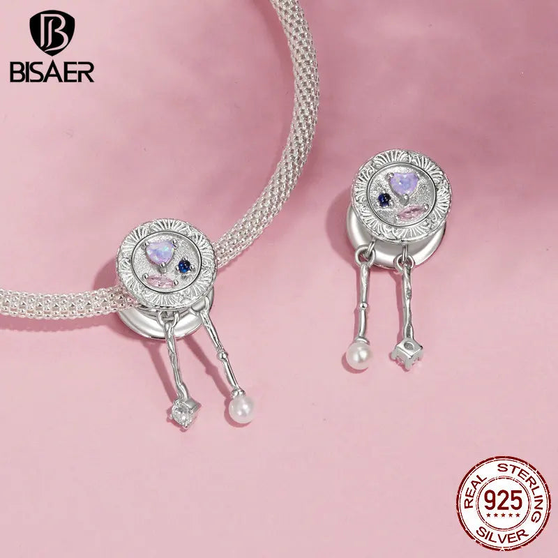 BISAER 925 Sterling Silver Vintage Goblet Charm Bead Romantic Candlestick Tableware Pendant Fit Woman DIY Bracelet Fine Jewelry