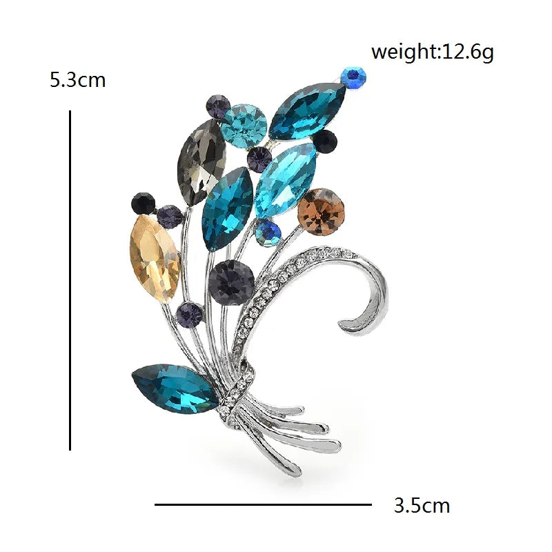 Wuli&baby Crystal Wheat Brooches For Women Unisex 2-color Grain Plants Flowers Party Casual Brooch Pins Gifts