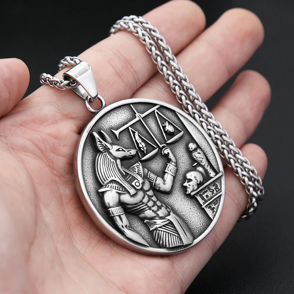 New Vintage 316L Stainless Steel Lucifer With Anubis Pendant Necklaces For Men Women Egypt Mythology Jewelry Gifts Dropshipping