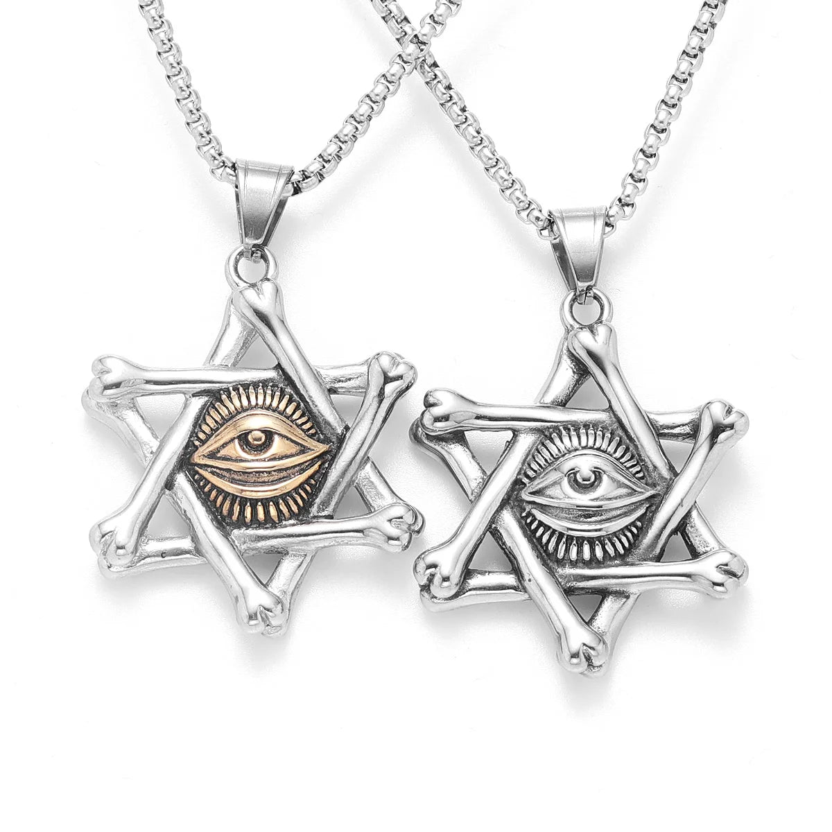 Eye of Horus Men Necklace Hexagram Eyes 316L Stainless Steel Pendant Chain Religion Rock Punk for Male Jewelry Gift Dropshipping