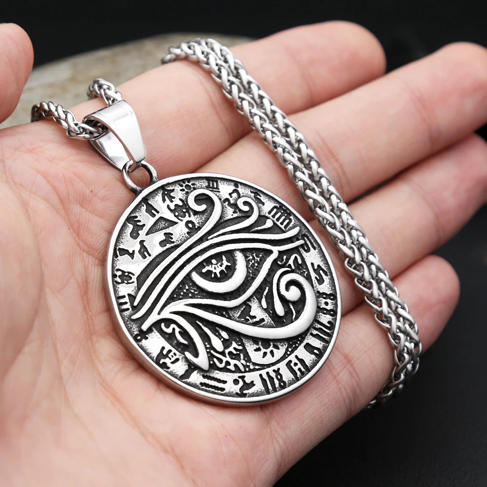 New Vintage Eye of Horus Pendant Necklace Stainless Steel Classic Egyptian Totem Necklaces For Men Boys Amulet Jewelry Wholesale