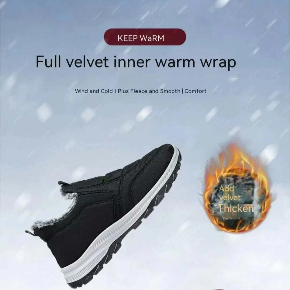 Winter Shoes Mens Snow Boots Thick Fur Non-slip Sneakers Male Cotton Ankle Boots Lightweight Outdoor Hiking Warm Walking Shoes