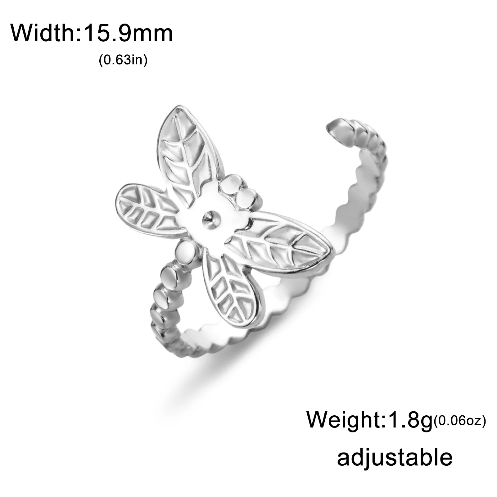 Dreamtimes Adjustable Dragonfly Women's Ring Stainless Steel Jewelry Gold Color Finger Rings Gift 2024 Trend Wholesale New