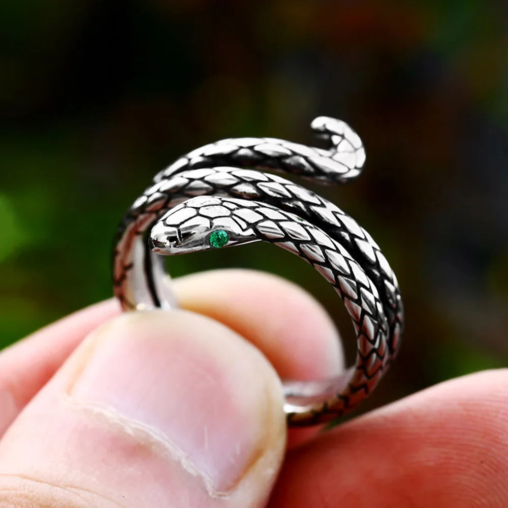 New Design 316L Stainless Steel Snake Ring For Men Women Punk Cool Animal Rings Biker Fashion Amulet Jewelry Gift Dropshipping