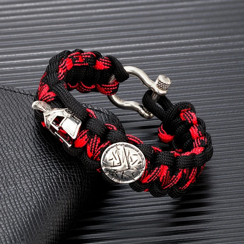 MKENDN Creative Design Spartan Warrior Helmet Horseshoe Buckle Survival Bracelet Vikings Accessories Handmade Paracord Bracelet