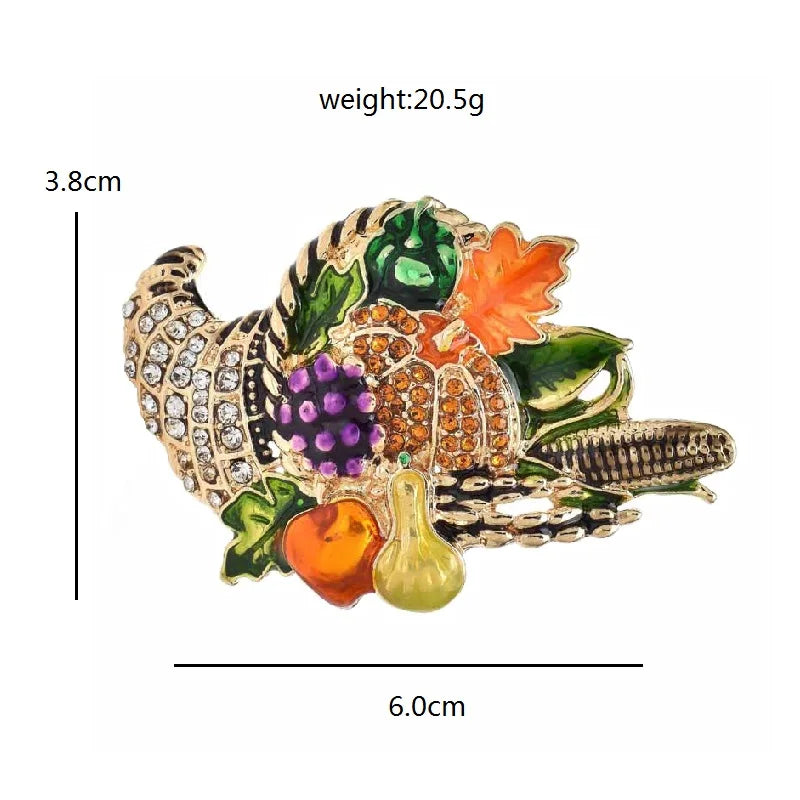 Wuli&baby Grain Fruits Harvest Brooches For Women Unisex Rhinestone Enamel Delicious Food Party Office Brooch Pins Gifts