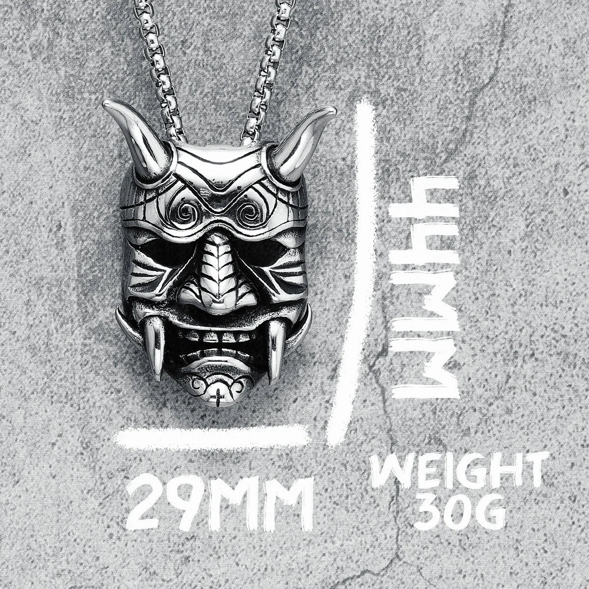 Genji Bushido Men Necklace Retro Prajna Warrior 316L Stainless Steel Pendant Chain Rock Punk for Biker Top Quality Jewelry Gift