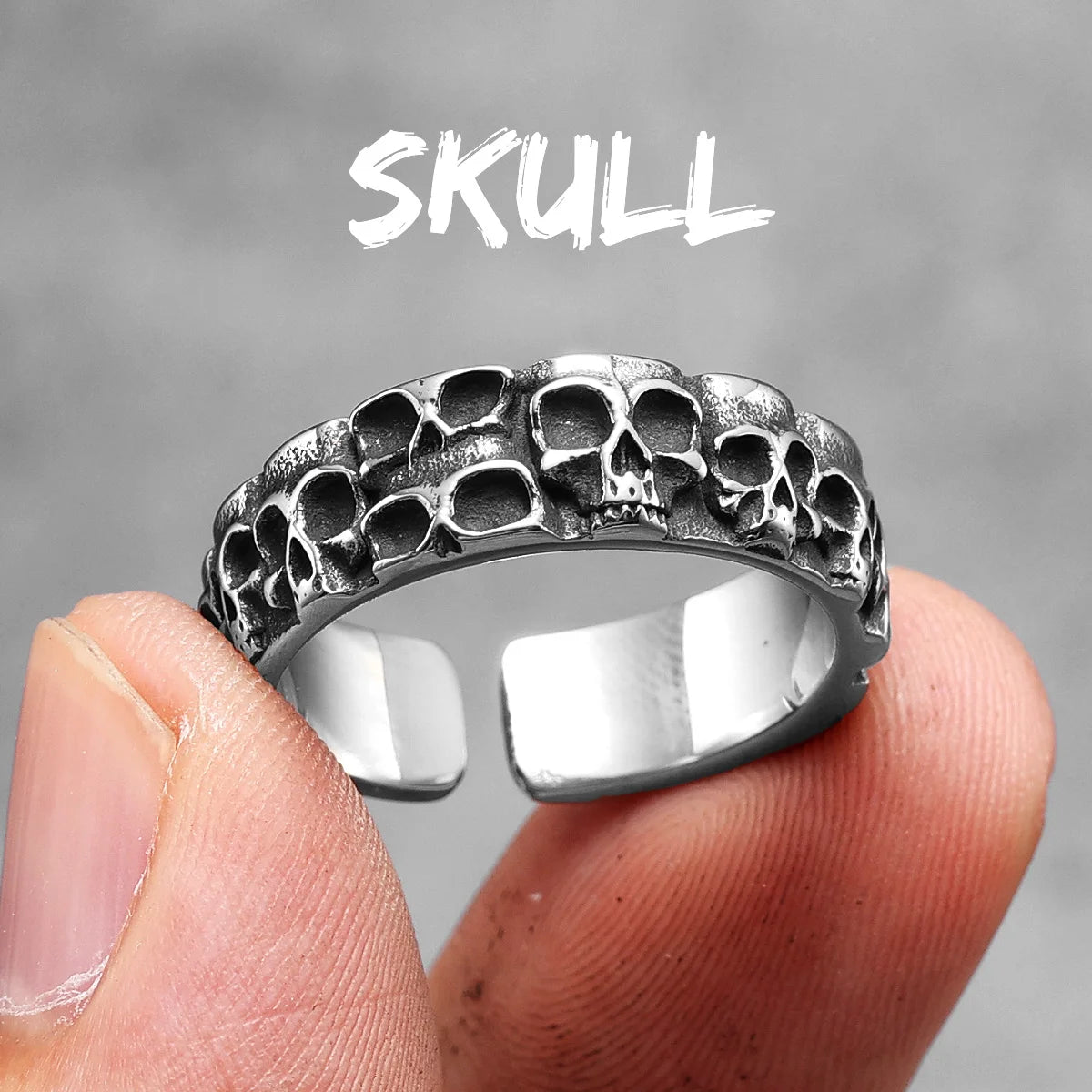 Skulls Rings 316L Stainless Steel Men Vintage Gothic Devil Skeleton Punk Rock Party for Biker Male Boyfriend Jewelry Best Gift