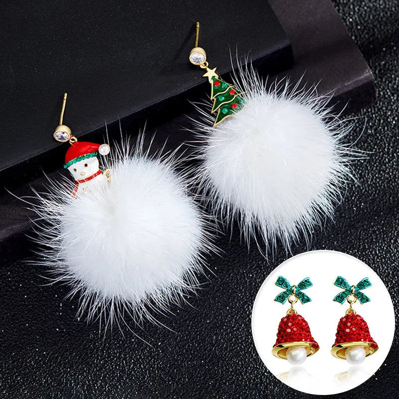 Xmas Santa Claus Drop Earrings for Women Girls Christmas Tree Snowflake Long Tassel Dangle Earrings Funny Fashion Jewelry Gift