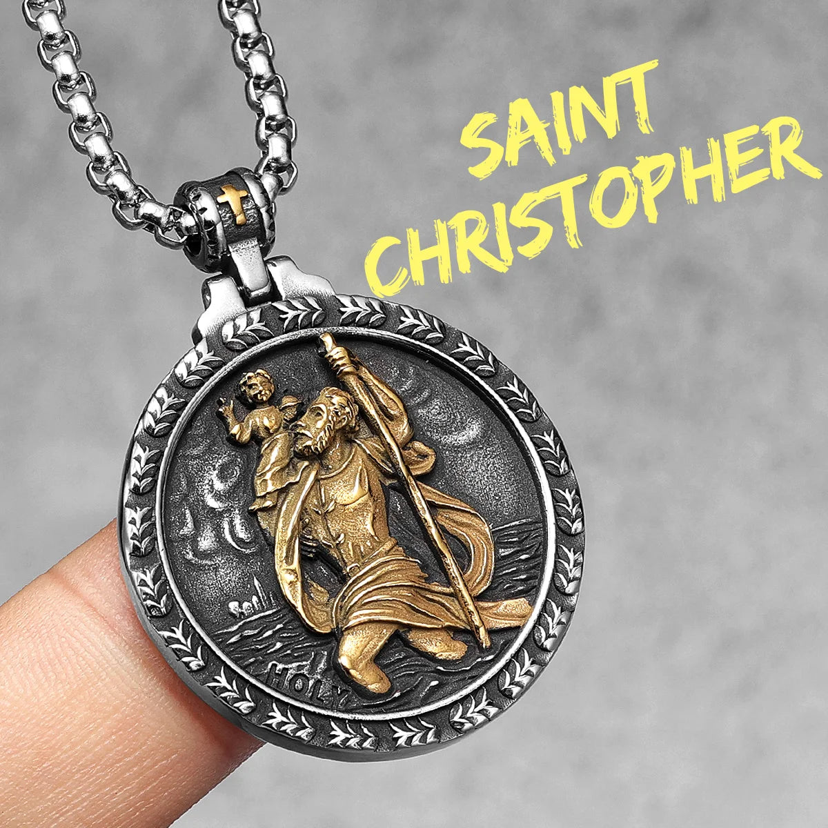 Saint Christopher Männer Halskette 316L Edelstahl Kette Anhänger Reisenden Amulett Jesus Vintage für Männer Schmuck Geschenk Großhandel