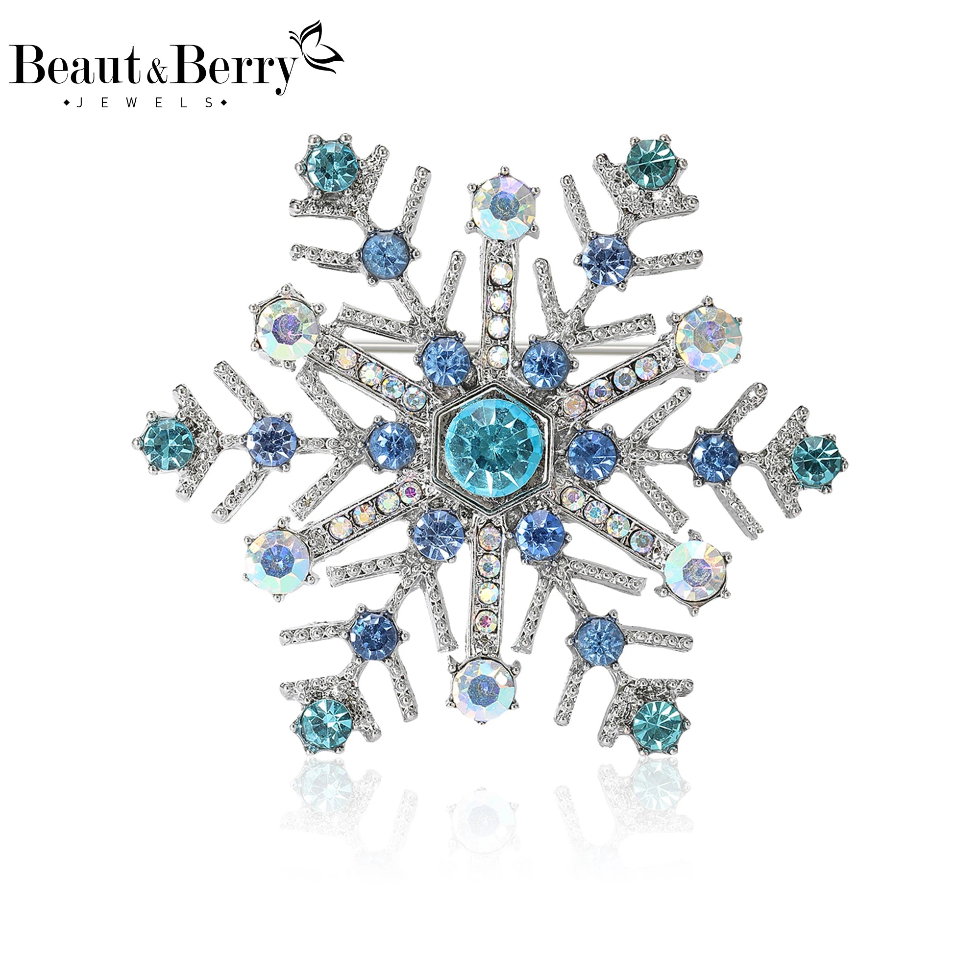 Beaut&amp;Berry Broche flocon de neige de Noël en strass tendance Design populaire Broche fleur Bijoux Accessoires Cadeau