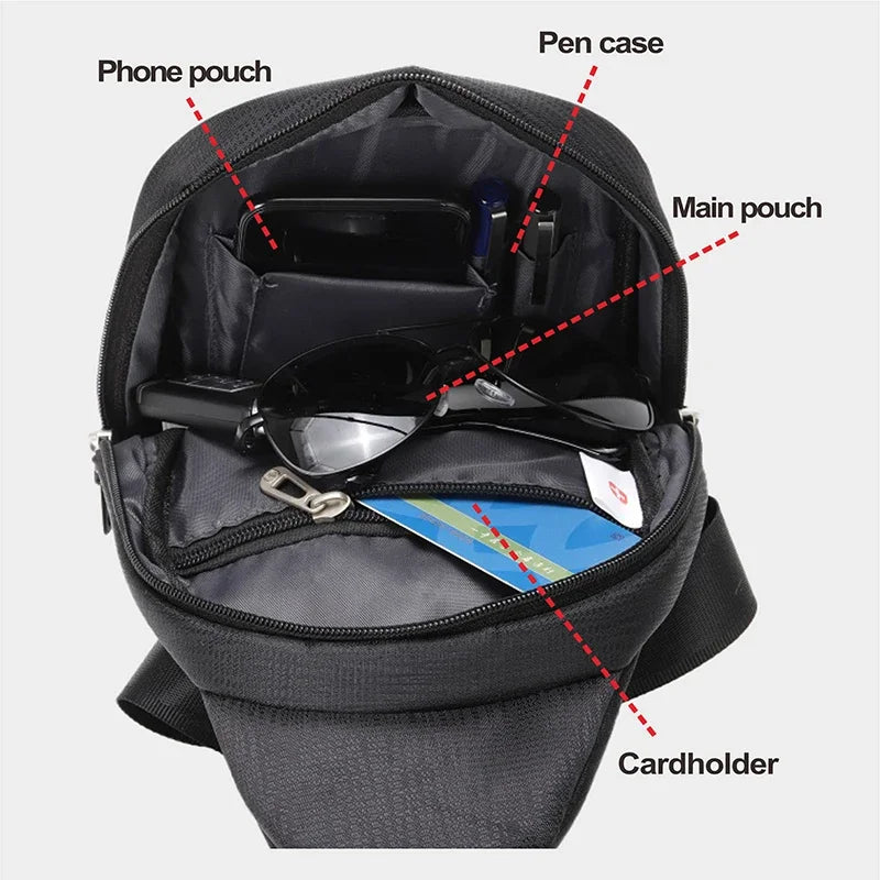 SWISS MILITARY Men's Chest Bags Outdoor Leisure Waterproof Shoulder Crossbody Bag Large Space Chest Bag Solid Color Chest bag