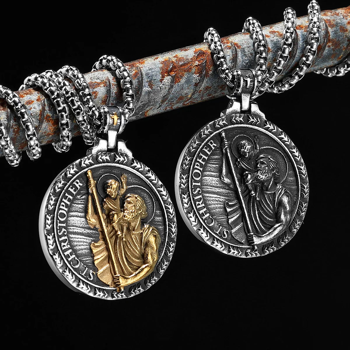 St Christopher Männer Halskette 316L Edelstahl Anhänger Reisenden Kette Amulett Vintage für Männer Schmuck Weihnachtsgeschenk Dropshipping