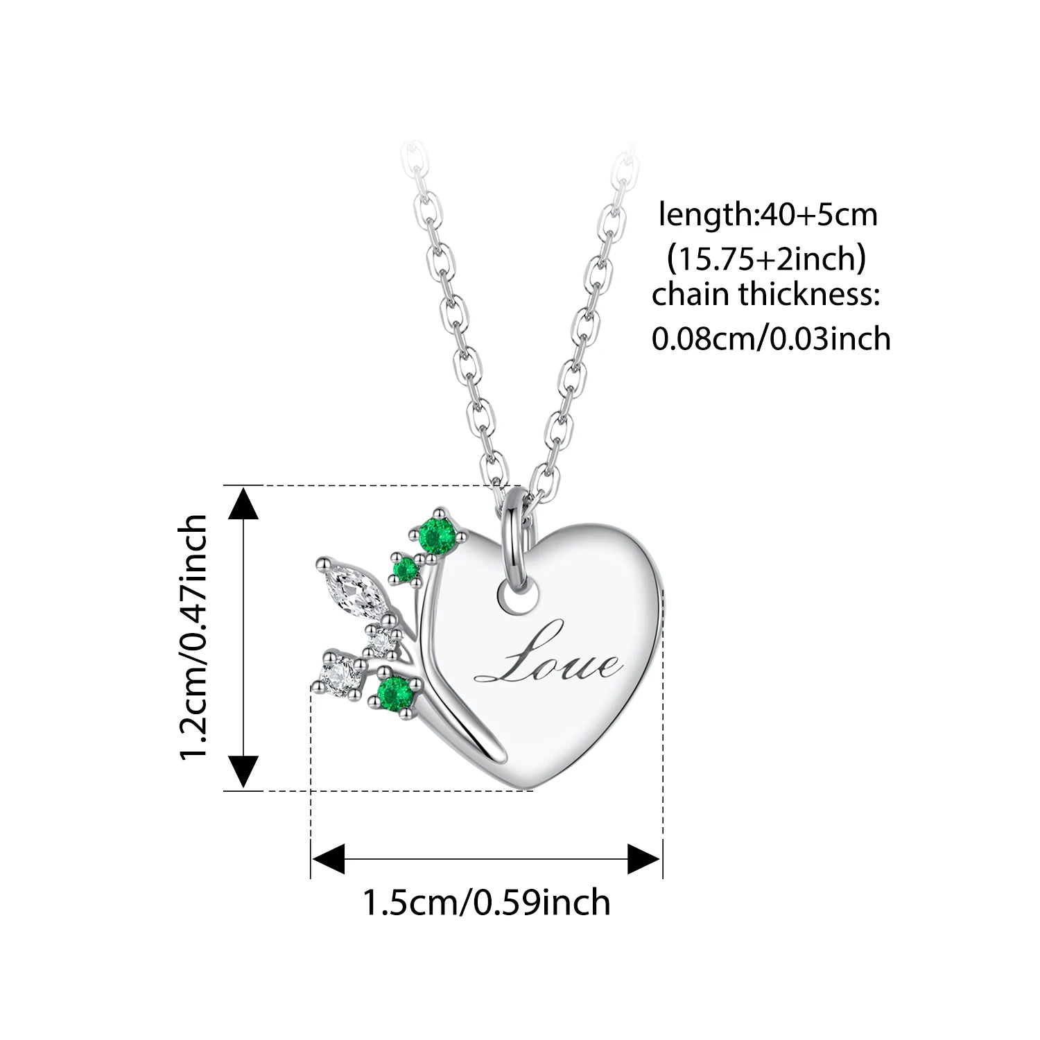 BISAER Tree of Life Necklace Real 925 Sterling Silver Eternal Heart Charm Chain Plated White Gold for Women Party Fine Jewelry