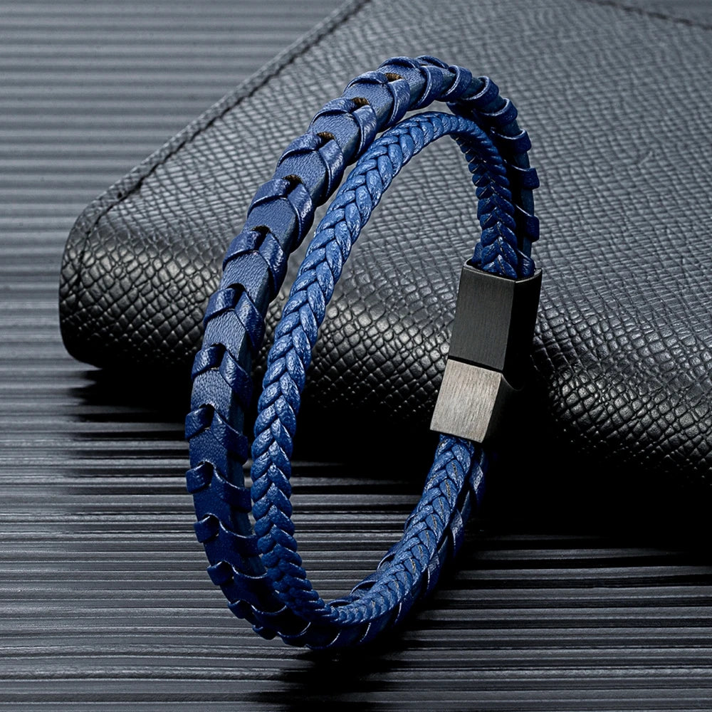 MKENDN Classic Handmade Woven Leather Bracelet For Men Women Multilayer Leather Bracelets Punk Bangle for Friend Charm Jewelry