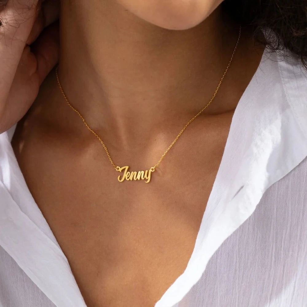 Custom Name Necklace for women Gold Color Stainless Steel Personized Letter Choker