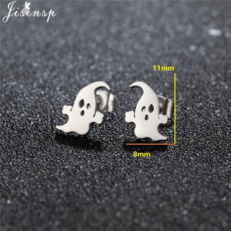 Cartoon Stainless Steel Stud Earrings Gingerbread Man Deer Spider Ghost Earings for Women Christmas Piercing Jewelry 2024