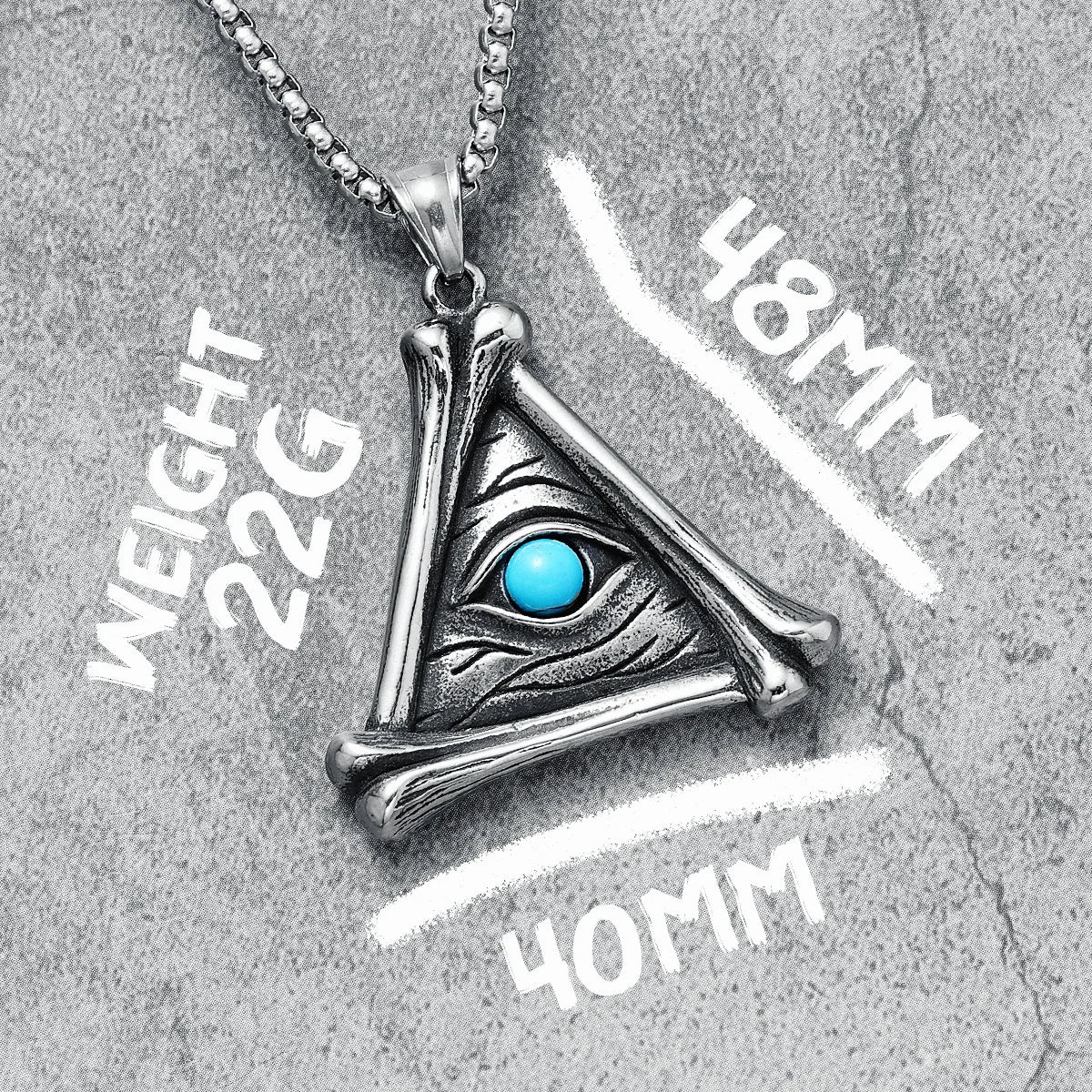 Devil Eye Men Necklaces Triangle Bones Stainless Steel Pendants Chain Religion Rock Punk Rap for Rider Male Jewelry Mystery Gift