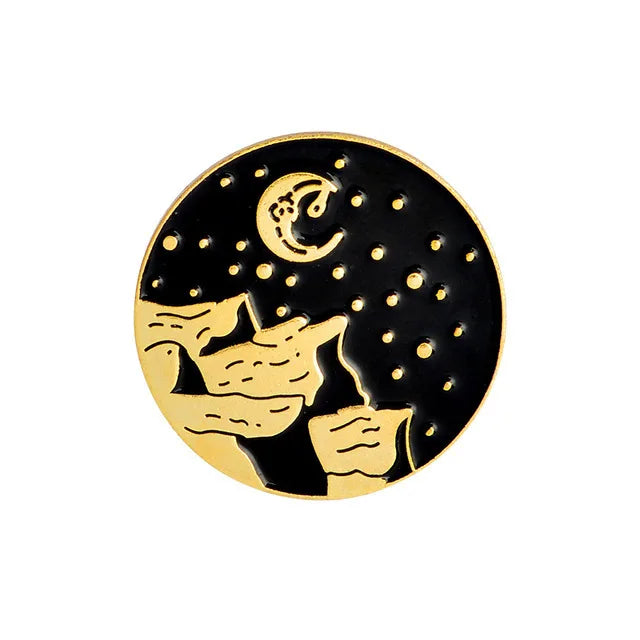 Outdoor Adventure Enamel Pin Wild Camping Hiking Mountain Starry Night Brooches Lapel Backpack Badge Jewelry Gifts For Friends