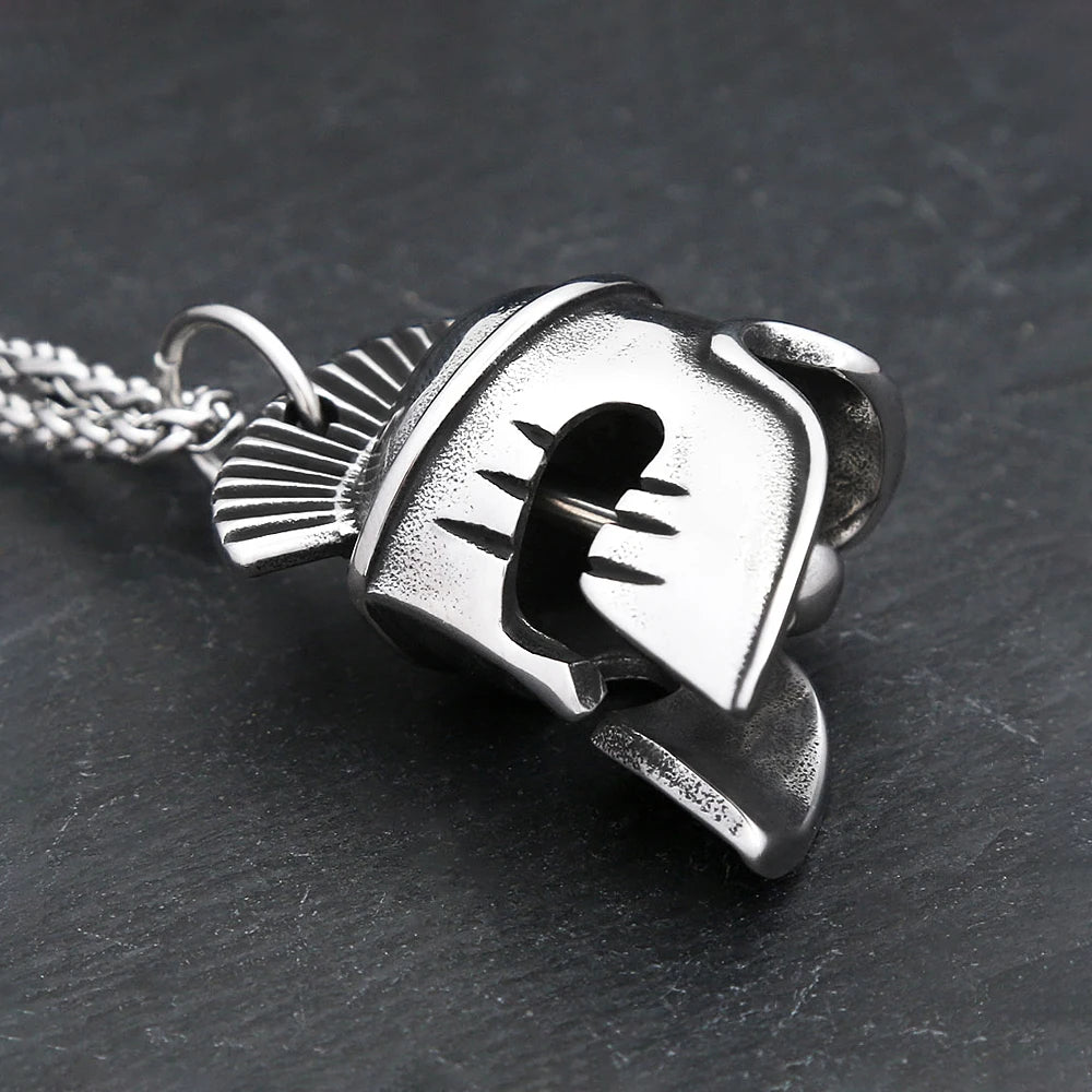 New Vintage Spartan Helmet Pendant Necklace Stainless Steel Punk Rock Warrior Helmet Bell Necklaces For Men Fashion Jewelry Gift