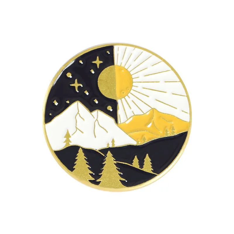 Outdoor Adventure Enamel Pin Wild Camping Hiking Mountain Starry Night Brooches Lapel Backpack Badge Jewelry Gifts For Friends