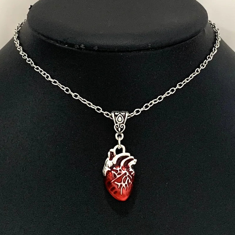 Aesthetic Goth  Drip blood  cardiac Pendant Necklace Choker Collar Grunge Egirl Goblincore Women Men Accessories Jewelry