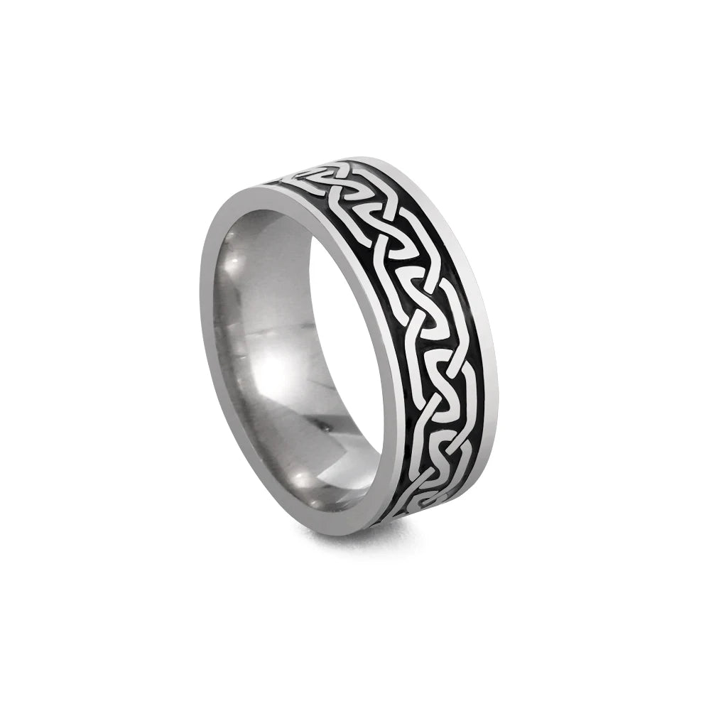 Fashion 8mm Men Rings Stainless Steel Celtic Knot Ring Rope Winding Finger Ring Men Wedding Band Jewelry Gifts Free shipping