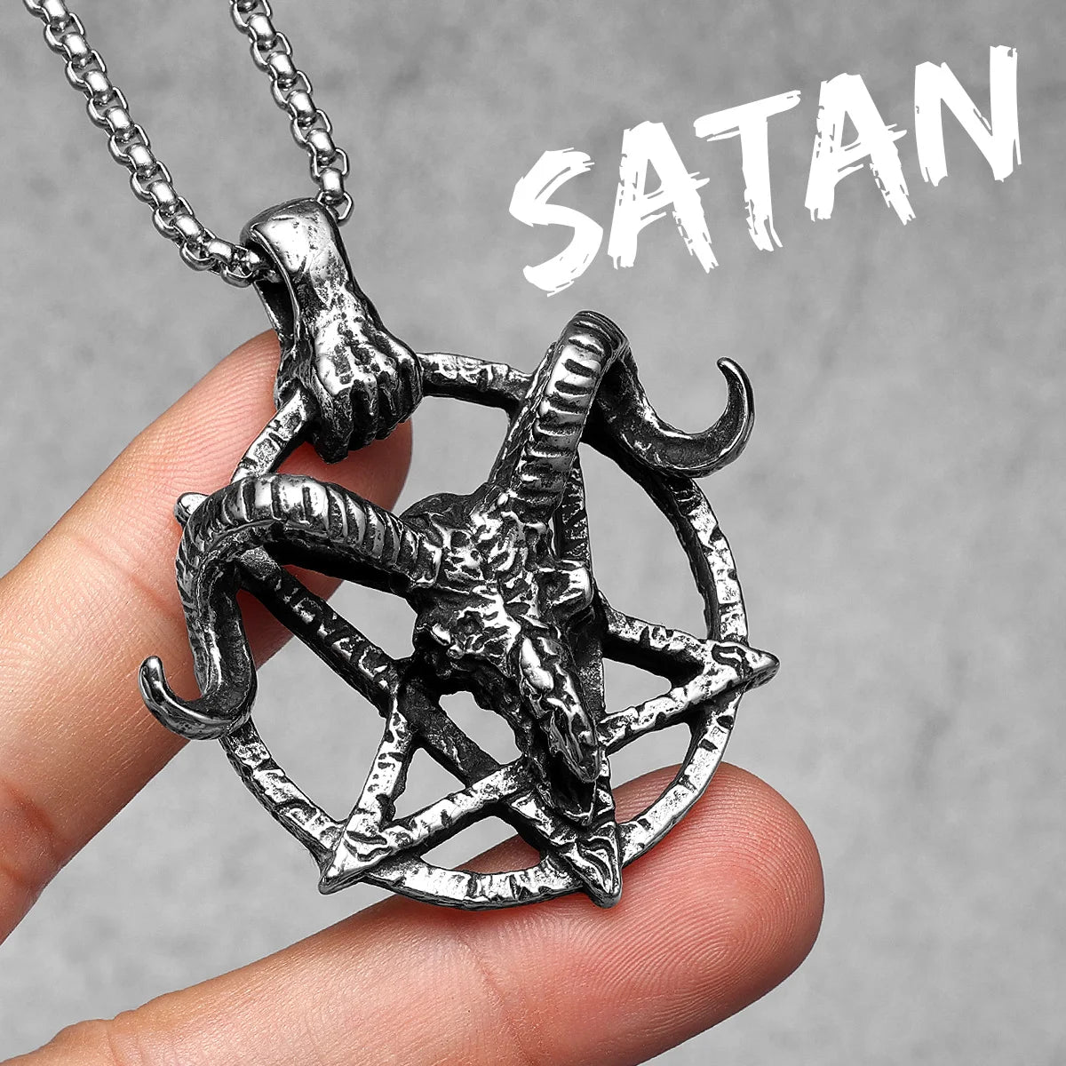 Devil Satan Pendant Retro Goat Horn Necklaces 316L Stainless Steel Men Chain Punk Rock Jewelry for Male Biker Friend Accessories