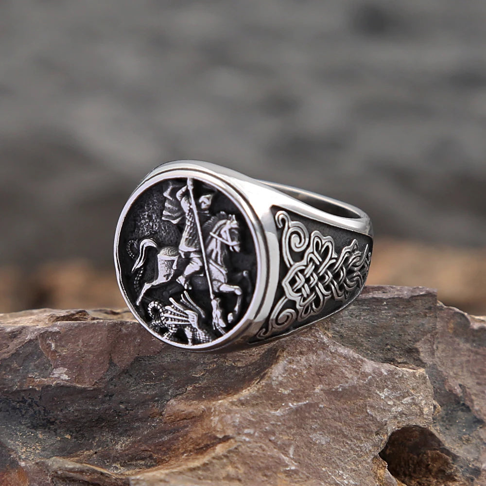 Punk Vintage Ritter Reiten Ring Für Männer Jungen Gothic 316L Edelstahl Viking Keltischen knoten Ringe Modeschmuck Geschenk Großhandel