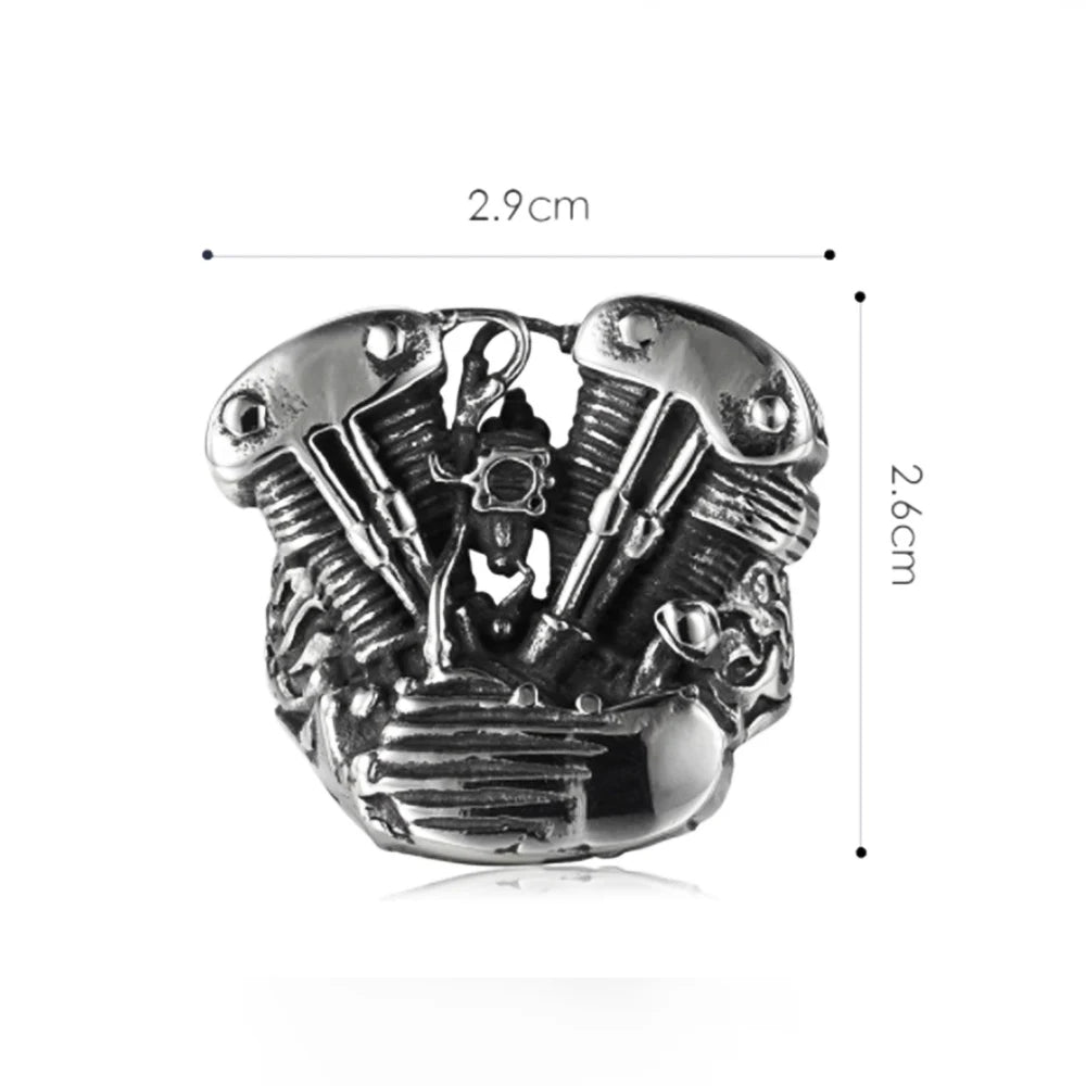 Punk Cool Man Motorrad Motor Ring Für Männer Junge Gothic 316L Edelstahl Biker Schädel Ring Mode Schmuck Geschenk Großhandel