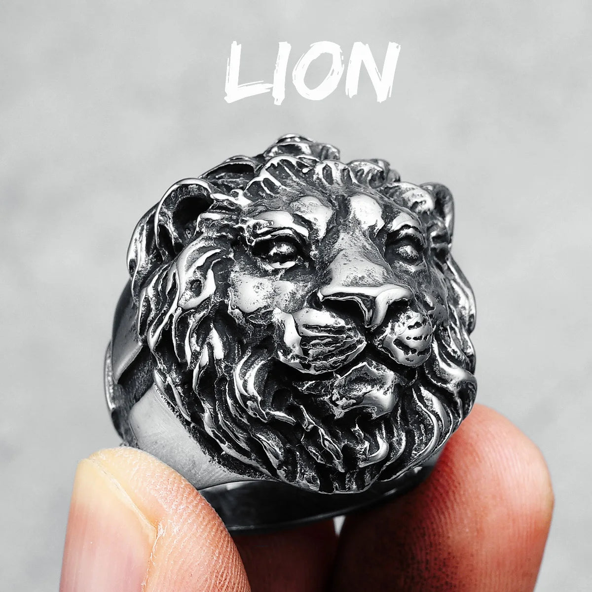 Lion Ring 316L Stainless Steel Men Rings King of Forest Rock Party for Biker Rider Male Boyfriend Jewelry Best Gift Dropshipping