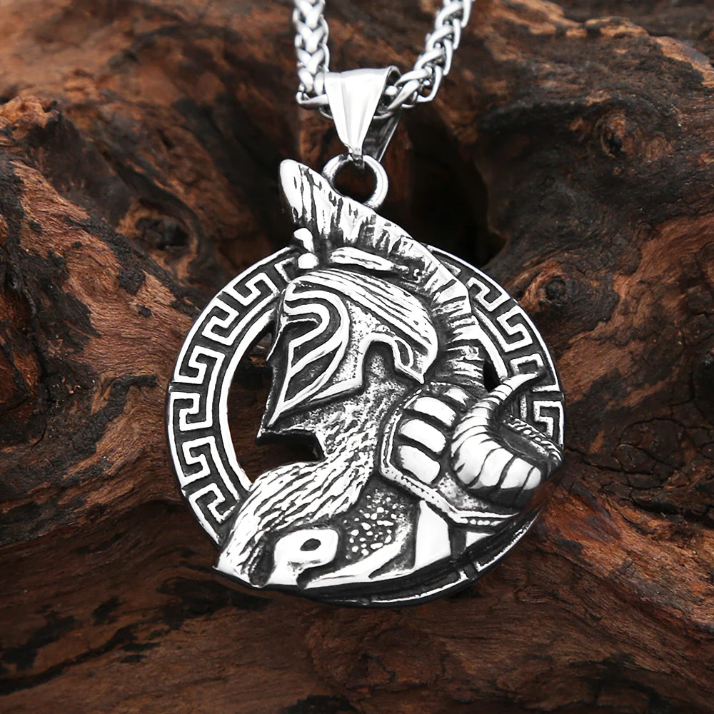 Nordic Vintage Stainless Steel Warrior Helmet Pendant For Men Boys Gothic Biker Vikings Sparta Warrior Necklace Amulet Jewelry