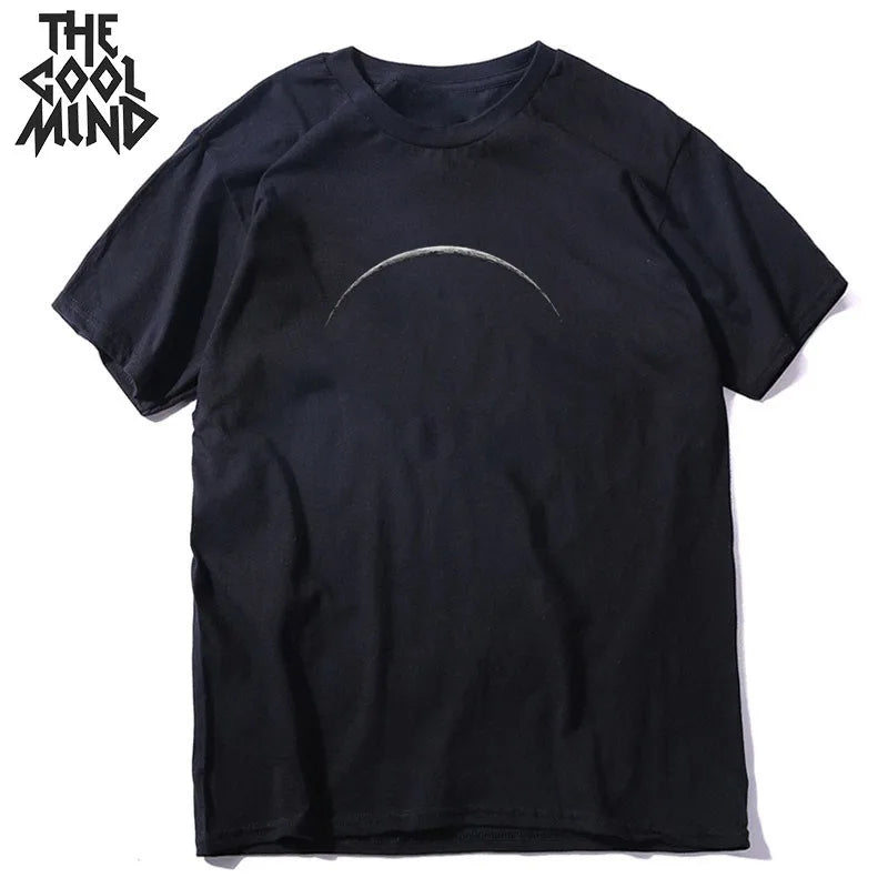 COOLMIND 100% Baumwolle Mond Druck Männer T-Shirt Casual Sommer Kurzarm Männer T-shirt Lose t-shirt Männlichen T-shirts Mo0154