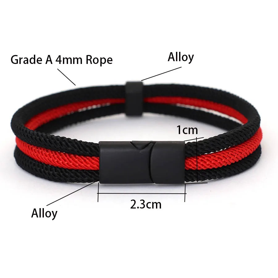 Noter Novel Men Bracelet 4mm Grade A Milan Rope Wrap Braclet Detachable Magnetic Buckle Outdoor Sports Camping Braslet Joias