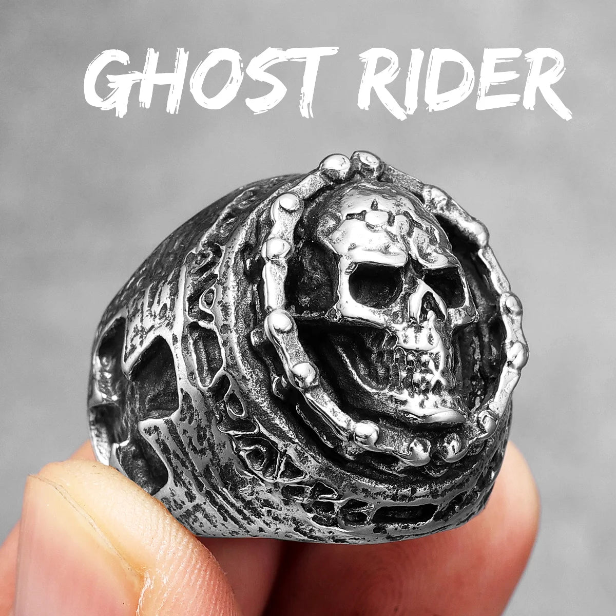 Skulls Badge Rings 316L Stainless Steel Men Ring Variety Retro Skeletons Punk Rock Punk for Rider Male Smoker Jewelry Best Gift