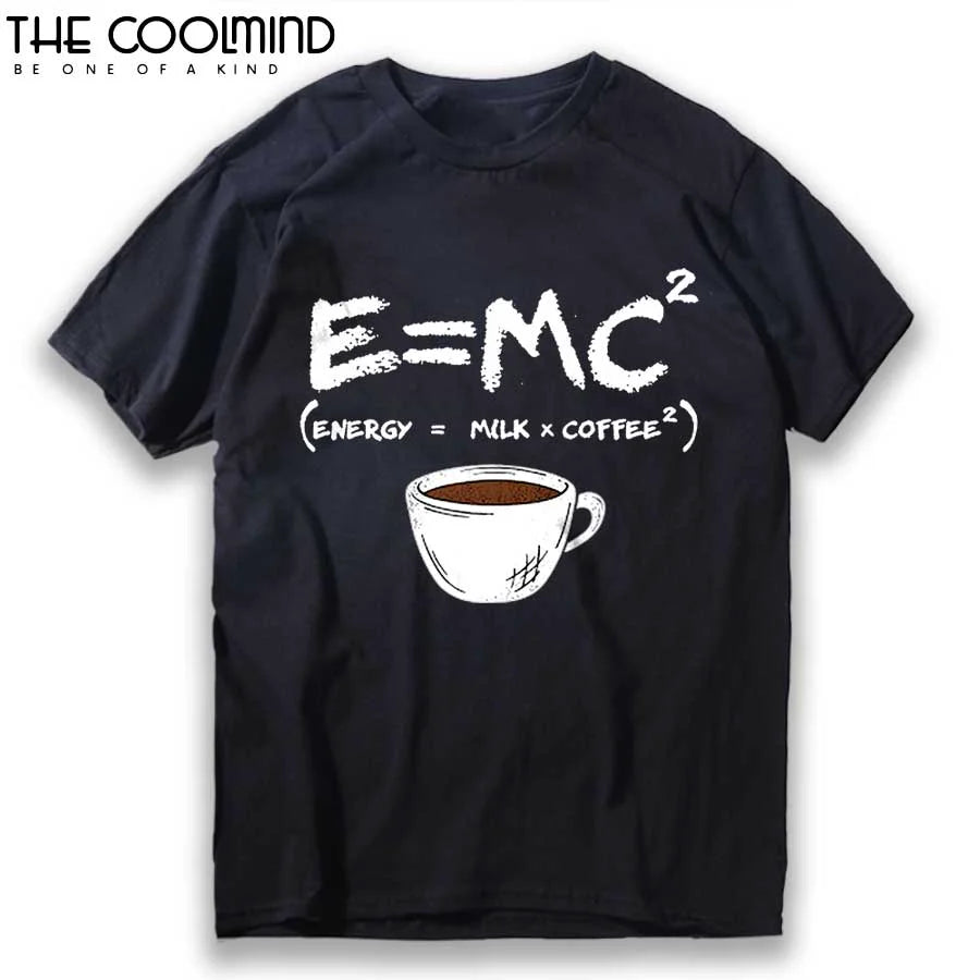 Camiseta COOLMIND 100% algodón con estampado de café para hombre, divertida camiseta de talla grande para hombre, camiseta de cuello redondo, camiseta de gran tamaño para hombre, camisetas