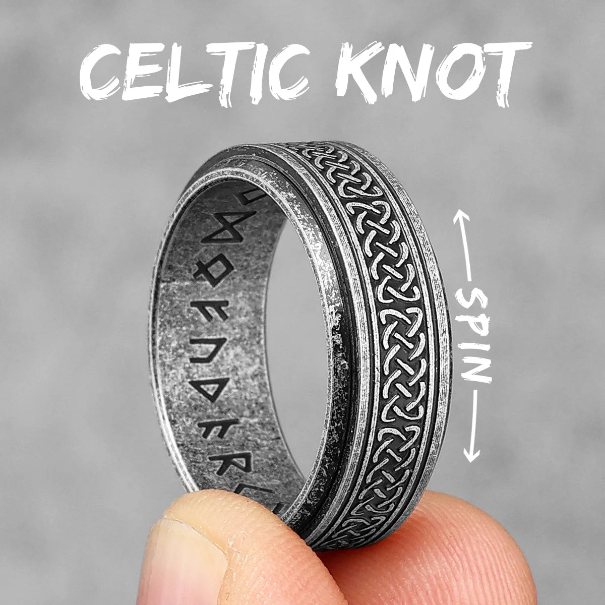 Celtic Knot Ring Viking Runes 316L Stainless Steel Mens Rings Retro Simple Rock for Boyfriend Jewelry Creativity Gift Wholesale