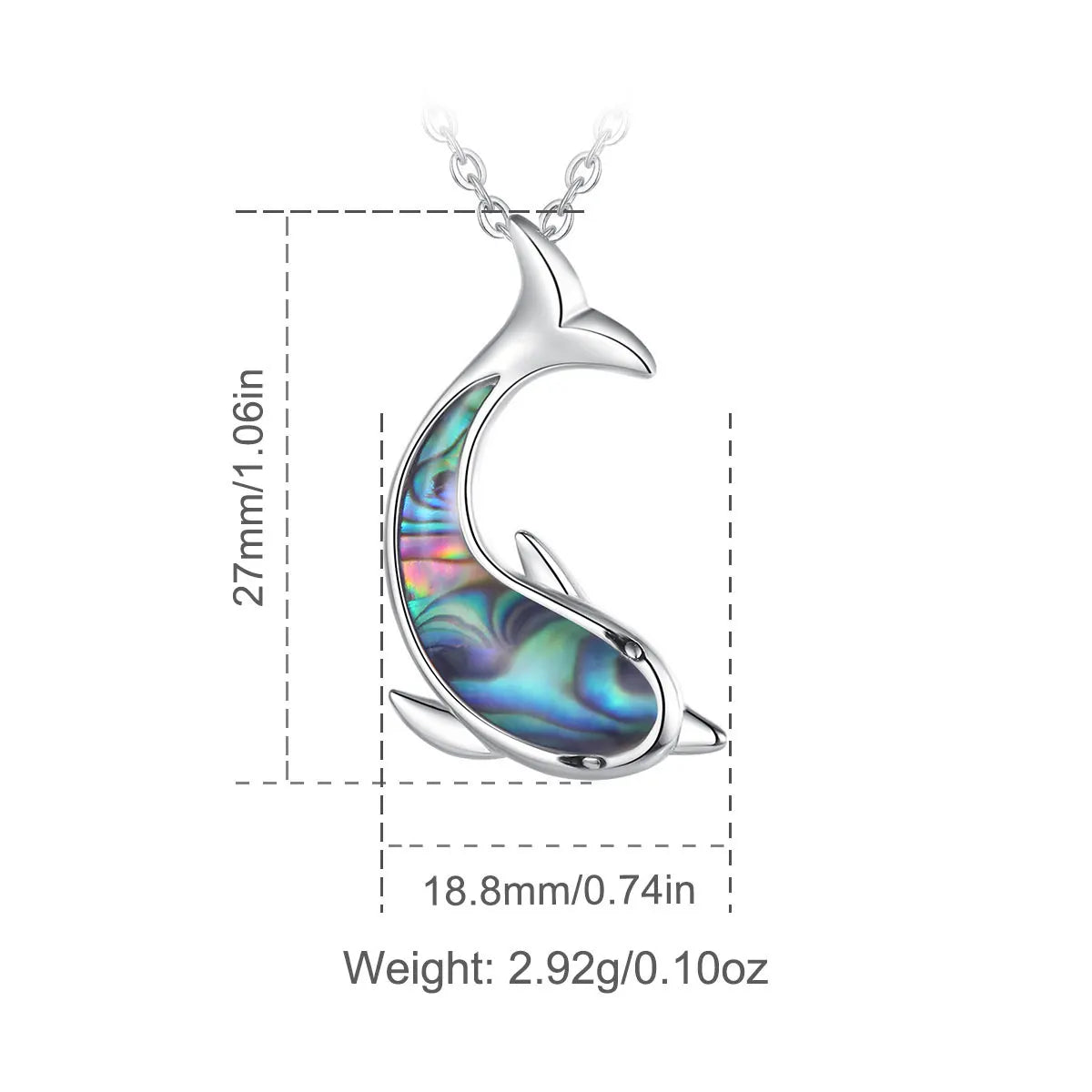 Genuine 925 Sterling Silver Colorful Whale & Dolphin Necklace