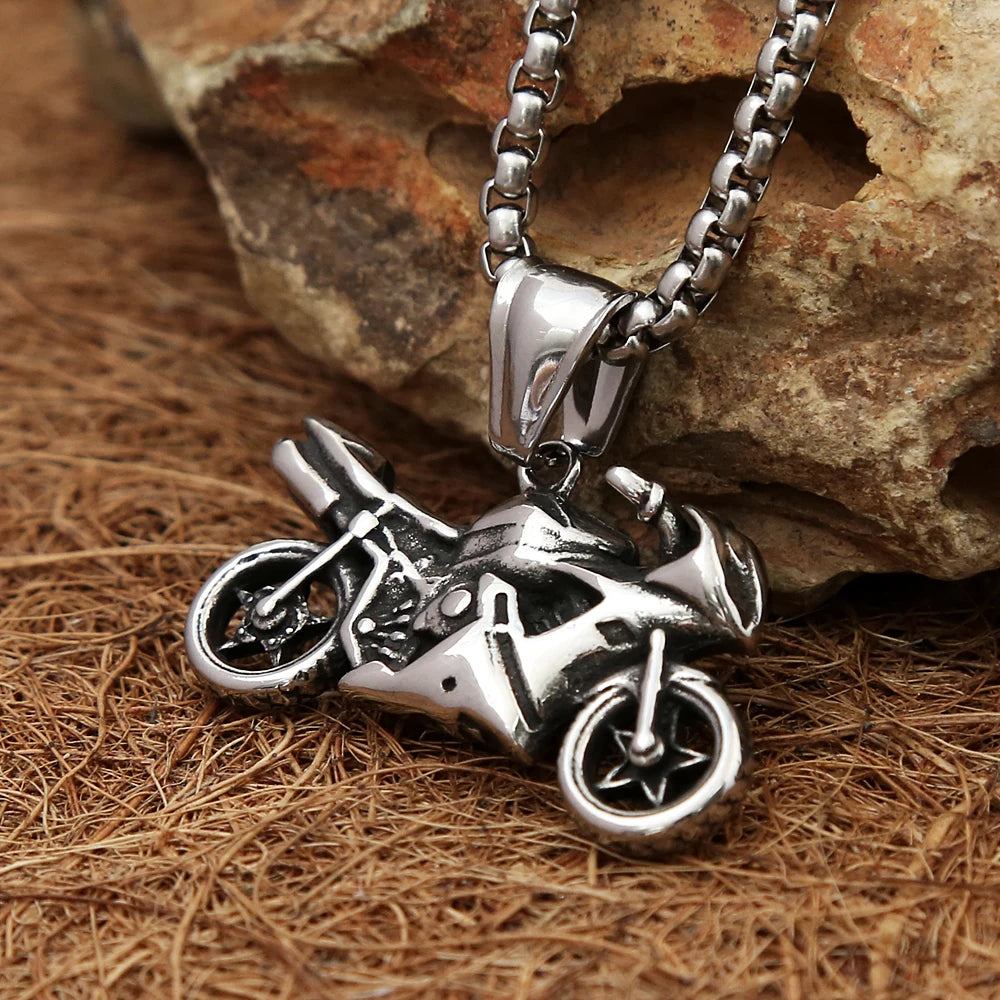 Punk Vintage 316L Edelstahl Motorrad Anhänger Ritter Halsketten Für Männer Jungen Hip Hop Biker Partei Schmuck Geschenk Dropshipping