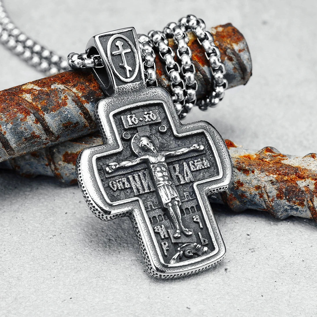 Jesus Cross Necklace Vintage Bible 316L Stainless Steel Men Pendant Retro Chain Religion for Male Jewelry Best Gift Dropshipping