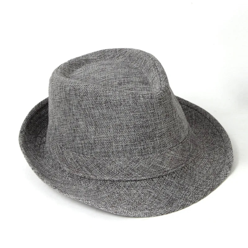 Men's Fedora Jazz Cotton Linen Solid Color Hat Summer Retro Bowler Hats Unisex Outdoor Chapeau  Bowler Hats Beach Trave Cap