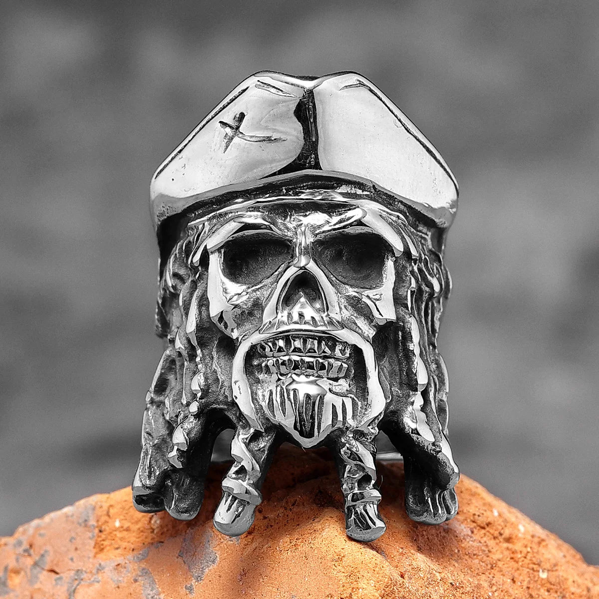 Caribbean Pirates Captain Jack Stainless Steel Vintage Ring