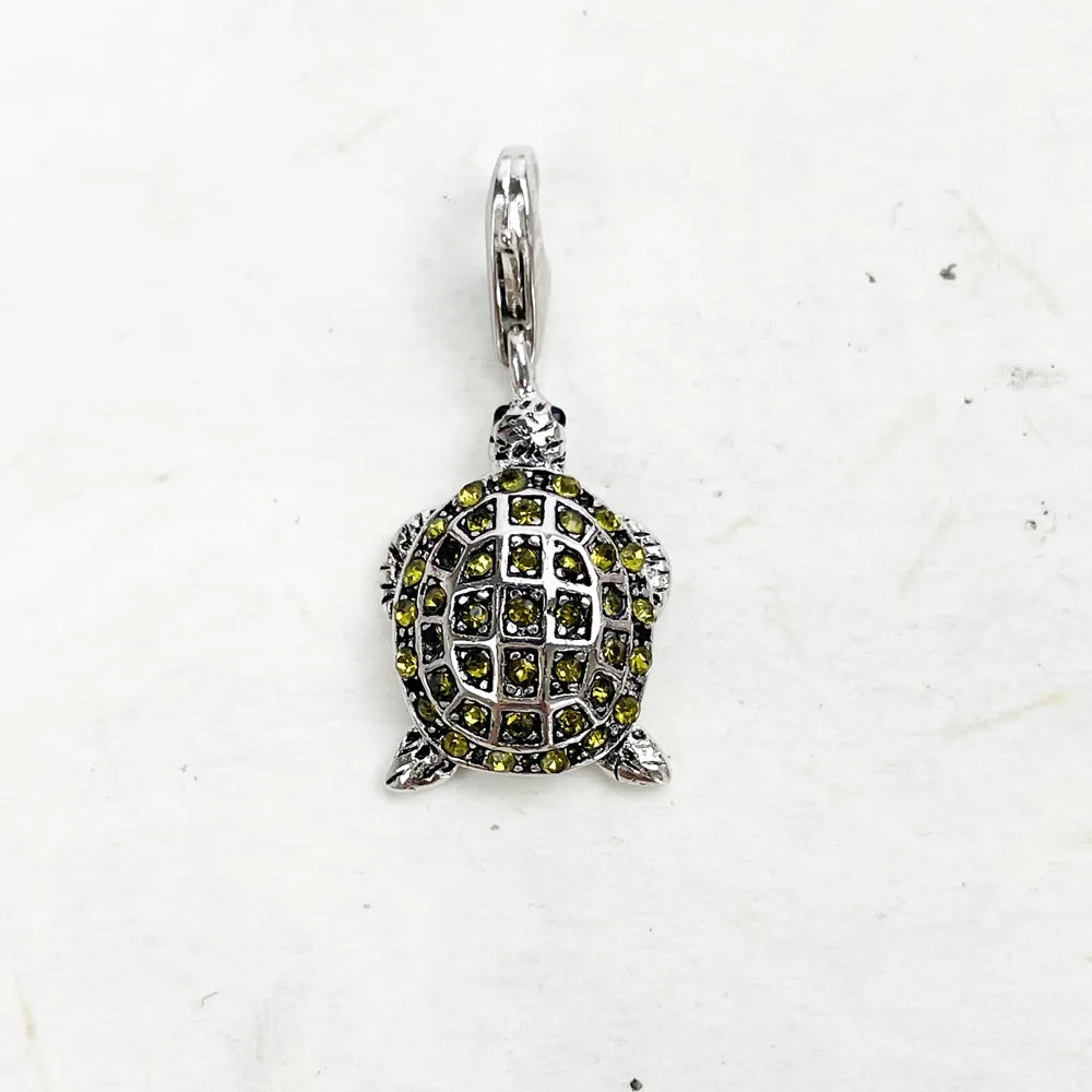 Charms Pendant Green Turtle Zircon Stones 925 Sterling Silver Jewelry Accessories Fit Bracelet Necklace Fine Bijoux Gift For Man