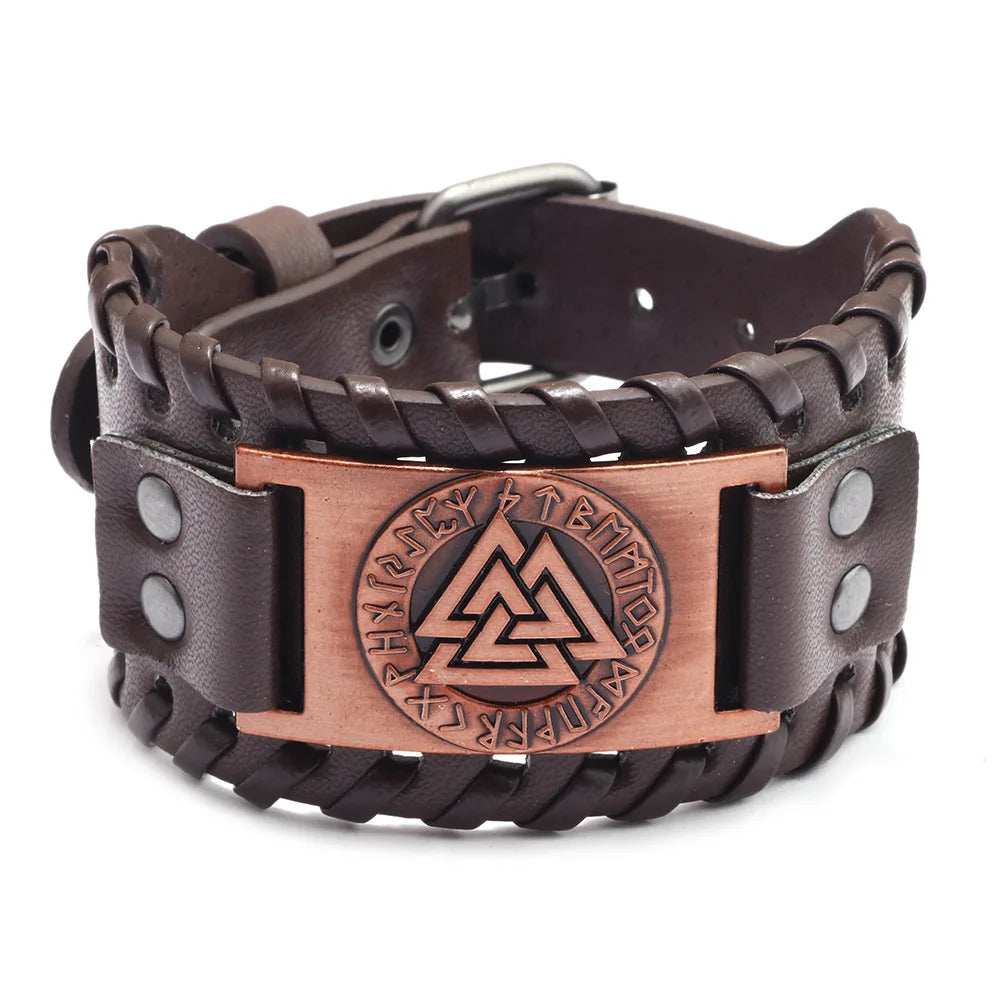 Breites Retro-Lederarmband mit Piratenkompass für Männer, keltisches Wikinger-Kompassarmband, Schmuck, männliche Accessoires, Geschenke für den Freund