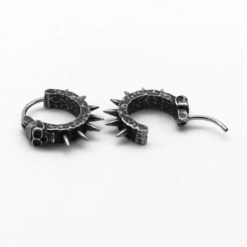 Vintage Punk Black Skull Earrings for Men Women Hypoallergenic Biker Earrings Hip Hop Rap Rock Jewelry Accessories