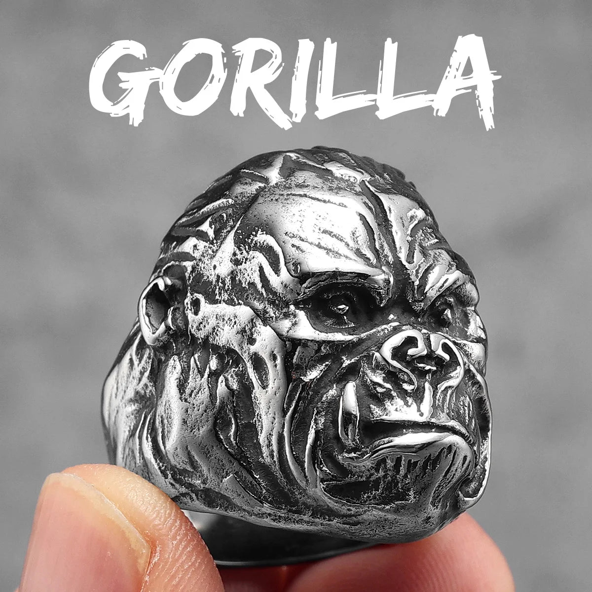 Gorilla Monkey Ring Stainless Steel Men Rings Wild Animal Punk Retro for Male Rock Jewelry Jewelry Gift Dropshipping Iron Studio