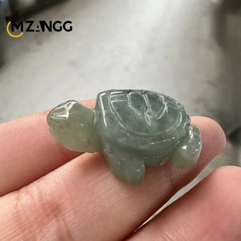 Natural A Goods Jadeite Turtle Pendant Hand-carved Men and Women Longevity Turtle Jade Necklace Key Chain Jewelry Lucky Amulet