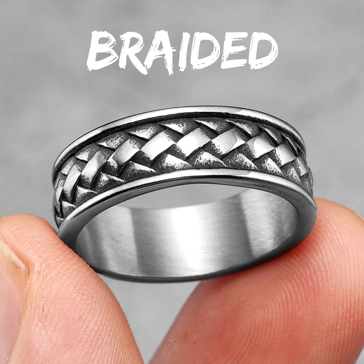 Einfache Webart Ring 316L Edelstahl Ringe Männer Frauen Klassische Vintage Textur für Boyriend Paar Schmuck Weihnachten Geschenk Großhandel