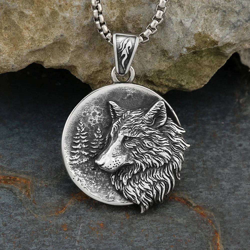 Punk Vintage Edelstahl Wolf Kopf Anhänger Halsketten Für Männer Mode Biker Vikings Tier Amulett Schmuck Geschenke Dropshipping