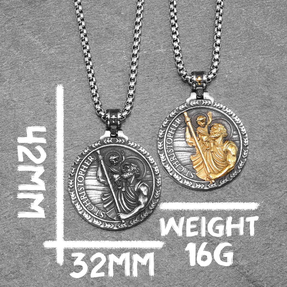 St Christopher Männer Halskette 316L Edelstahl Anhänger Reisenden Kette Amulett Vintage für Männer Schmuck Weihnachtsgeschenk Dropshipping